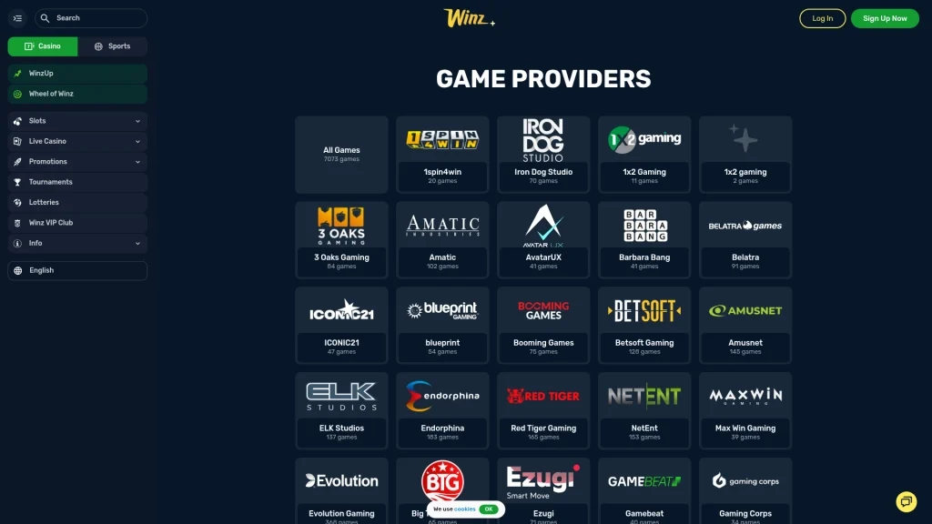 Winz Casino Software Providers