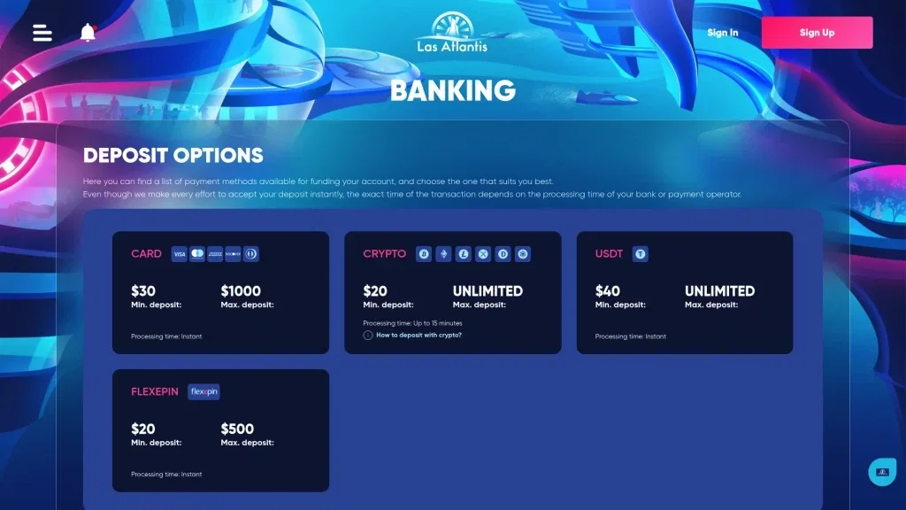 Las Atlantis Casino Banking Options