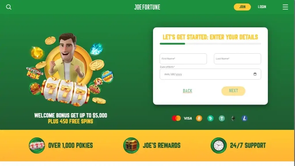 Joe Fortune Casino Games