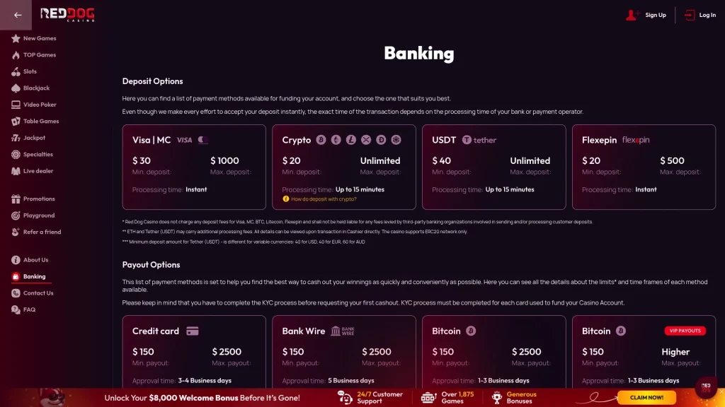 Red Dog Banking Options