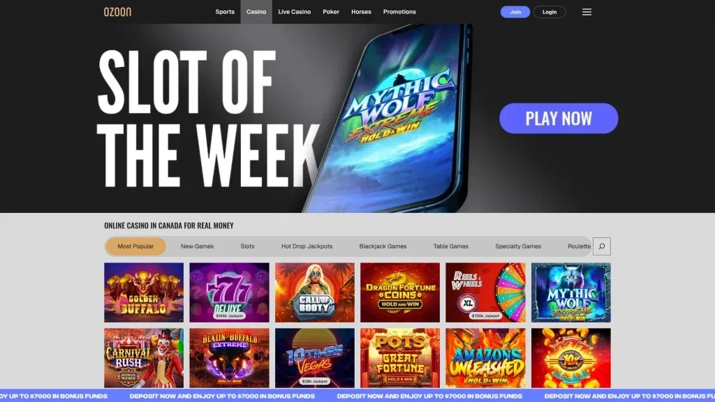 Ozoon Casino Review Screenshot