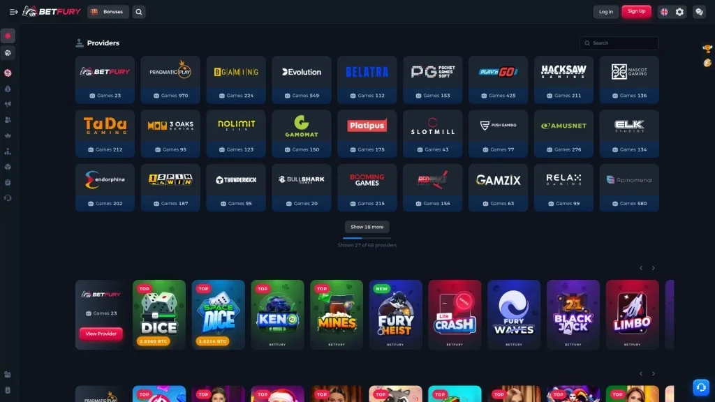 BetFury Software Providers