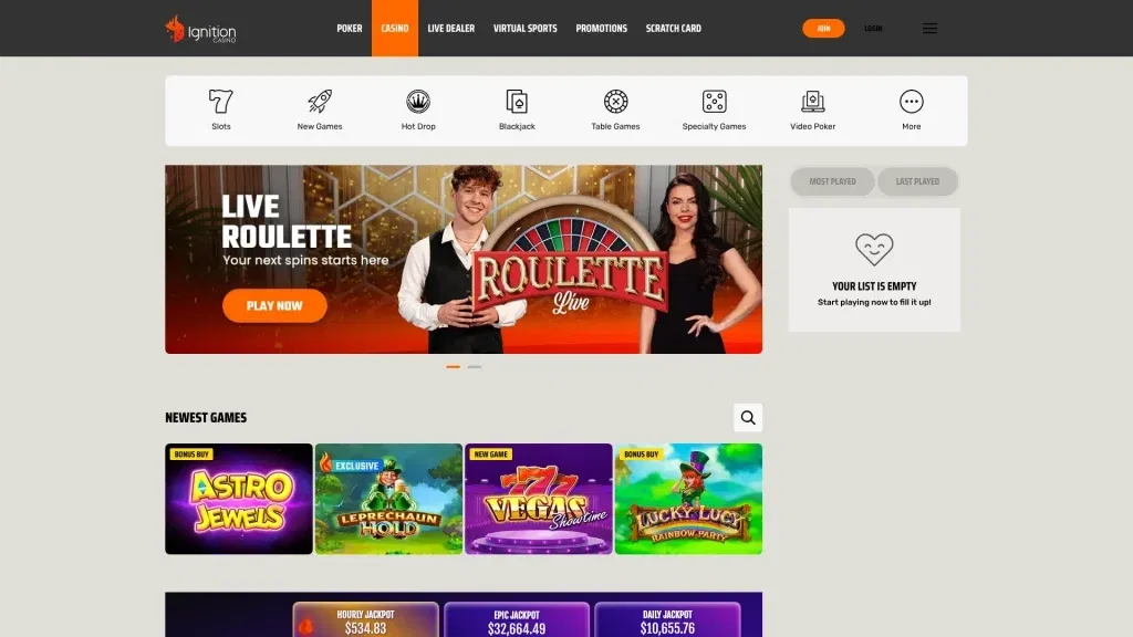 Ignition Casino Casino Games