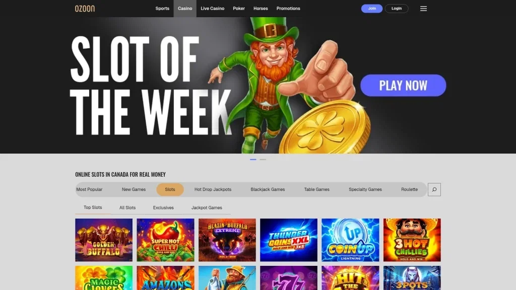 Ozoon Casino Game Selection