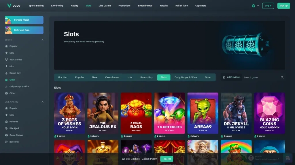 Vave Casino Casino Games