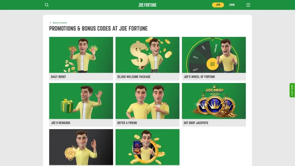Joe Fortune Bonuses & Promotions