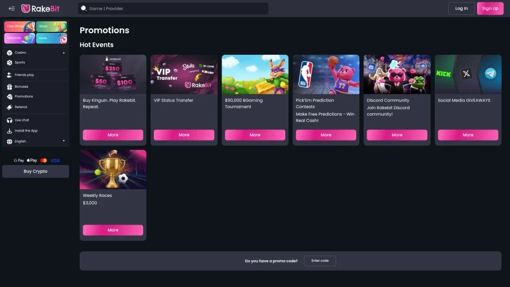 Rakebit Casino Bonuses & Promotions