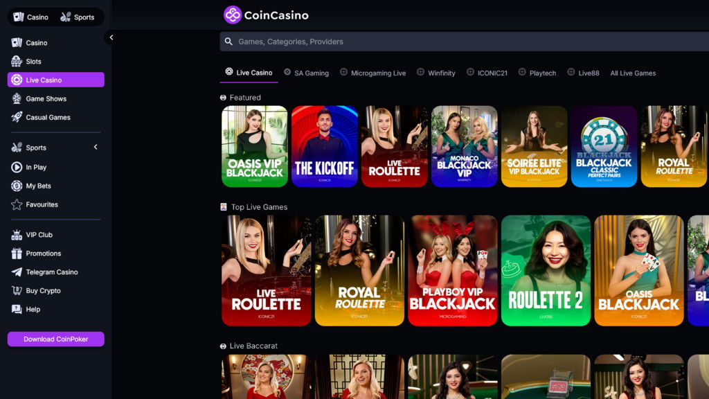 CoinCasino Live Games
