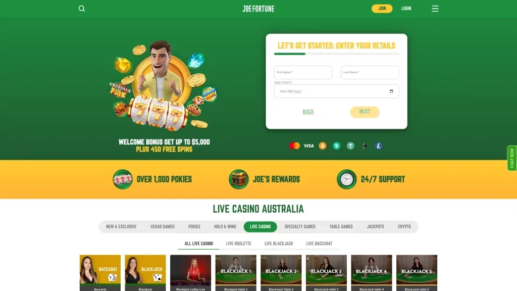 Joe Fortune Live Games