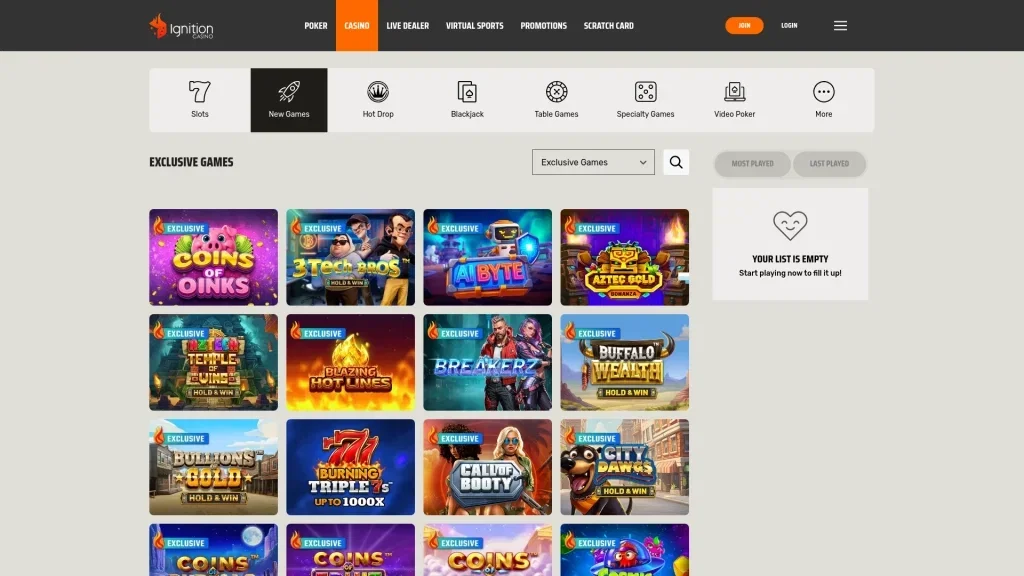 Ignition Casino Casino Games
