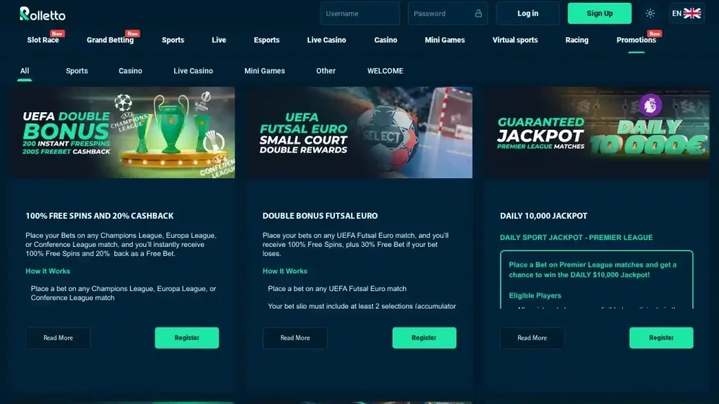 Rolletto Bonuses & Promotions