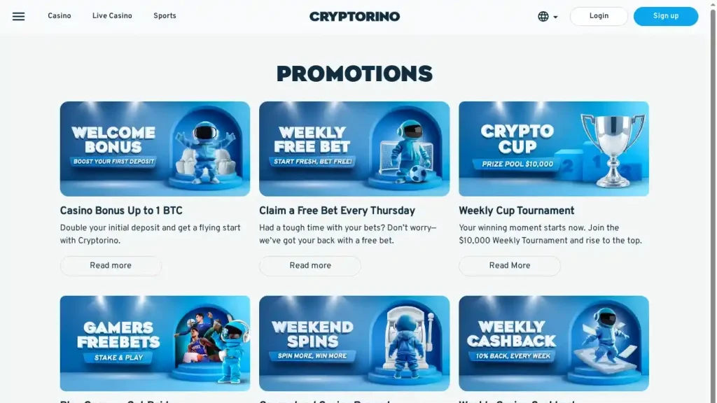 Cryptorino Bonuses & Promotions