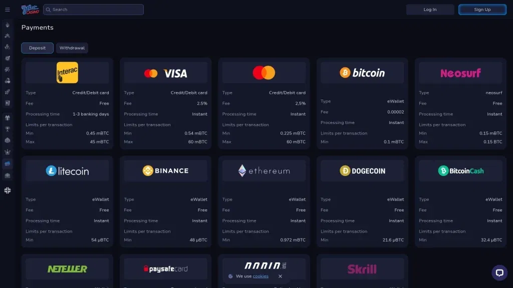 7Bit Casino Banking Options