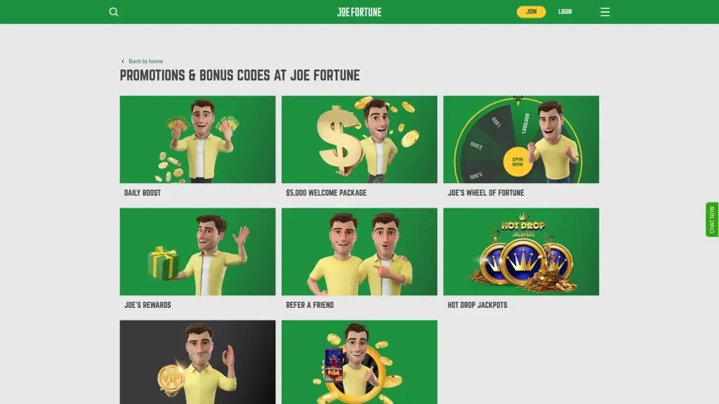 Joe Fortune Bonuses & Promotions