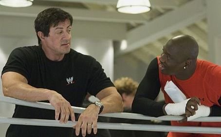 Sylvester Stallone and Antonio Tarver On the set, Sylvester Stallone (Rocky Balboa) and Antonio Tarver (Mason “The Line” Dixon)
