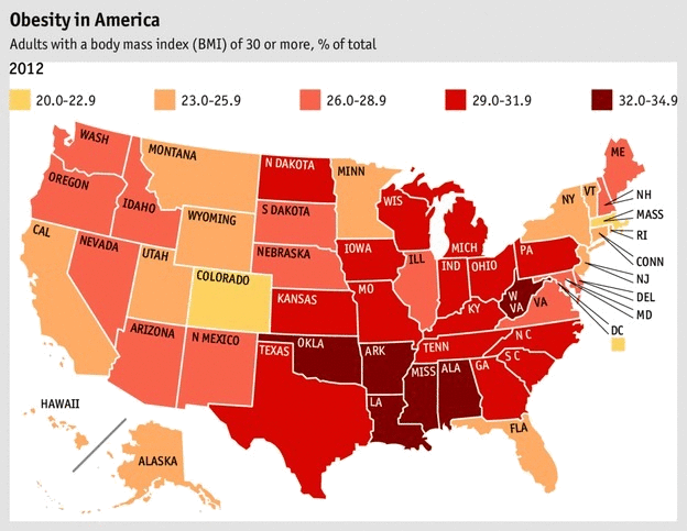 Obesity in America (2012) Obesity in America - 2012 Map