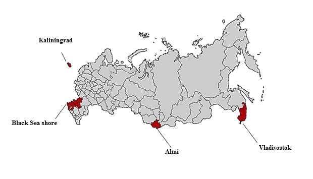 The four Russian gambling territories