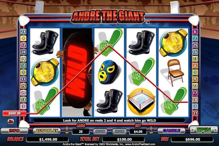 Andre the Giant slot (gameplay session)