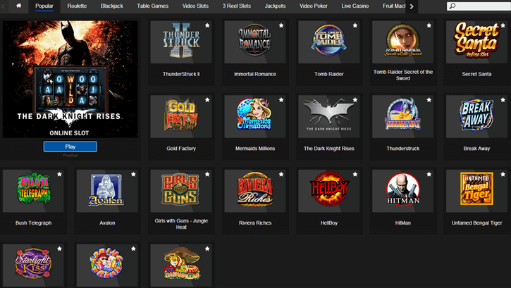 Some of the games provided by Betway casino