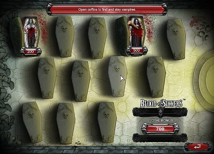 Blood Suckers slot - To complete the bonus round, choose the coffins and slay the vampires inside