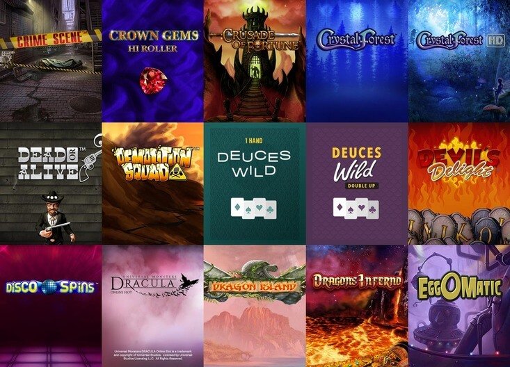 Casino games selection at Casumo site