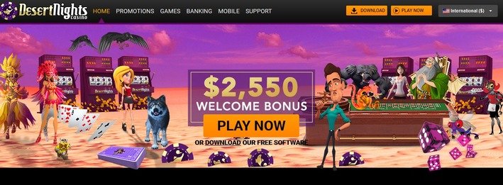 Screenshot of Desert Nights casino (welcome offer)