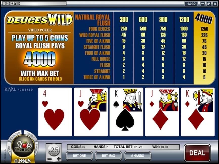 Deuces Wild video poker (Slots Capital casino)