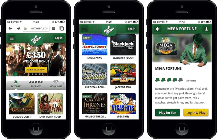 Mobile optimized casino site (Mr. Green casino)