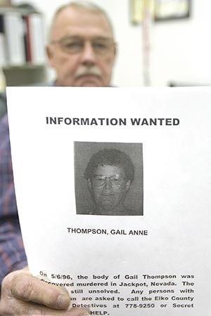 A notice states the discovery of the murdered body of Gail Anne Thompson