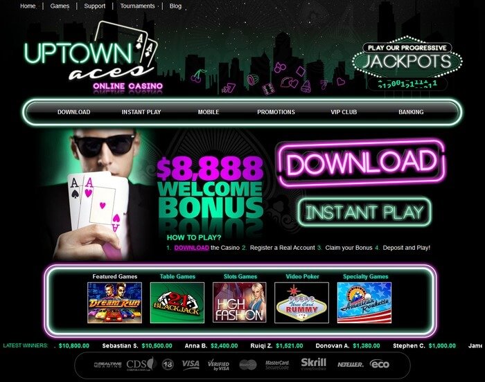 Uptown Aces casino (home page)