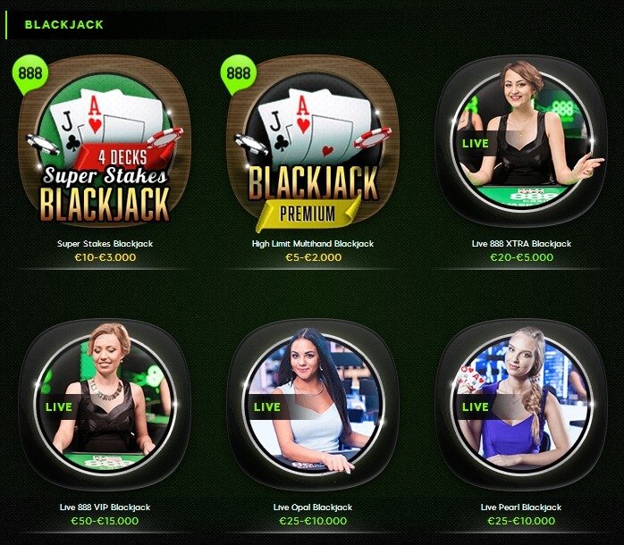 Live blackjack dashboard (888 casino)