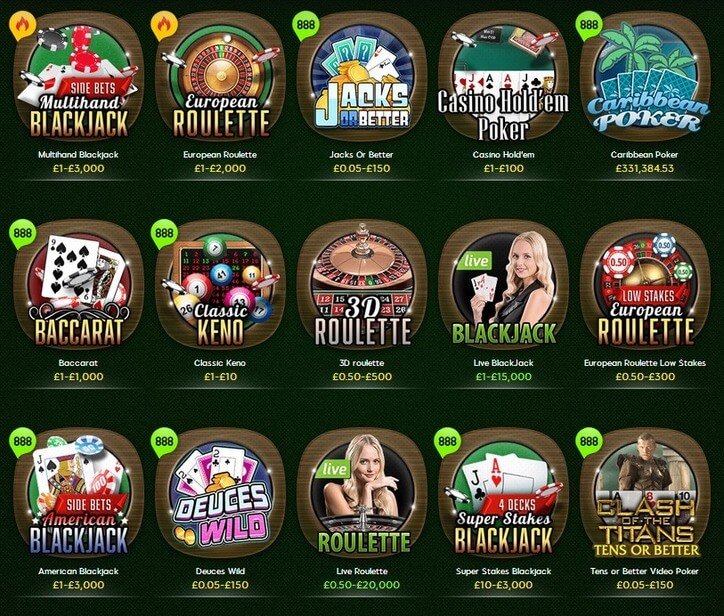 Table games on 888 casino Table games on 888 casino