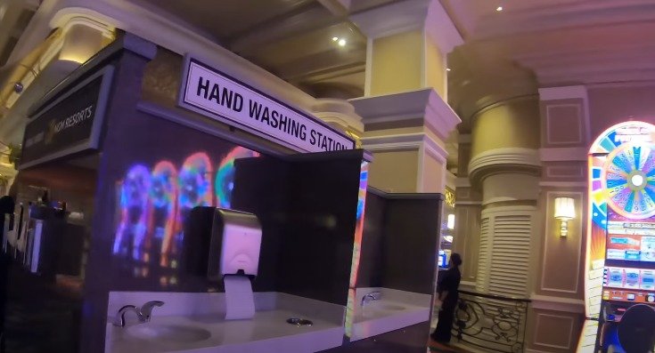 Hand washing station at Bellagio casino (Las Vegas)
