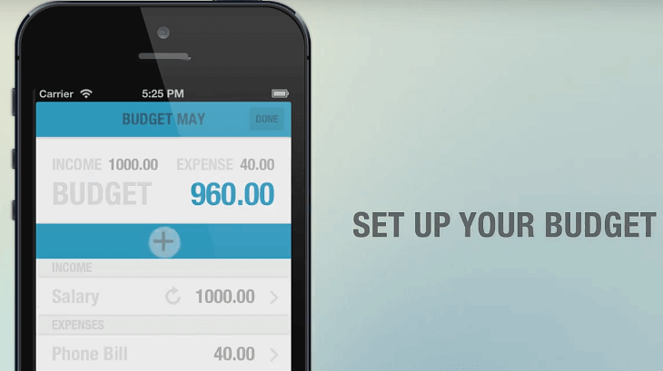 A budget monitoring application running on mobile