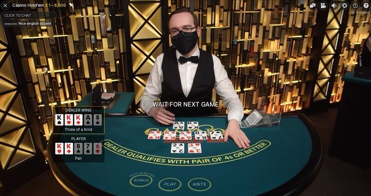 Live Dealer Casino Hold'em session