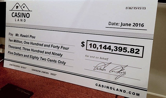 The millionaire cheque given to Mr. Rawiri Pou