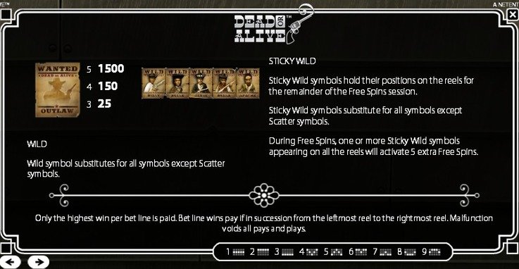 Dead or Alive slot (rules and payouts)