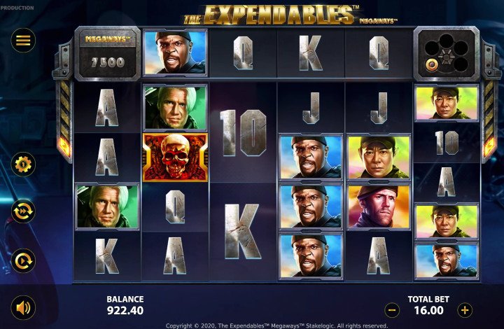 The Expendables online slot (game session)