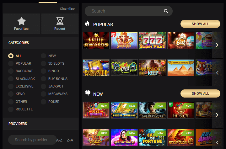 Filter function (1xslots casino)