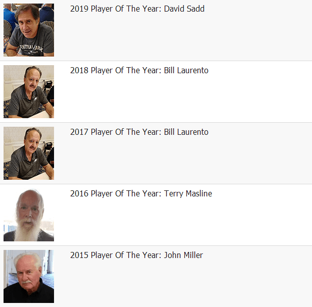 World Series of Gin Rummy - Players of the Year (2015 - 2019)