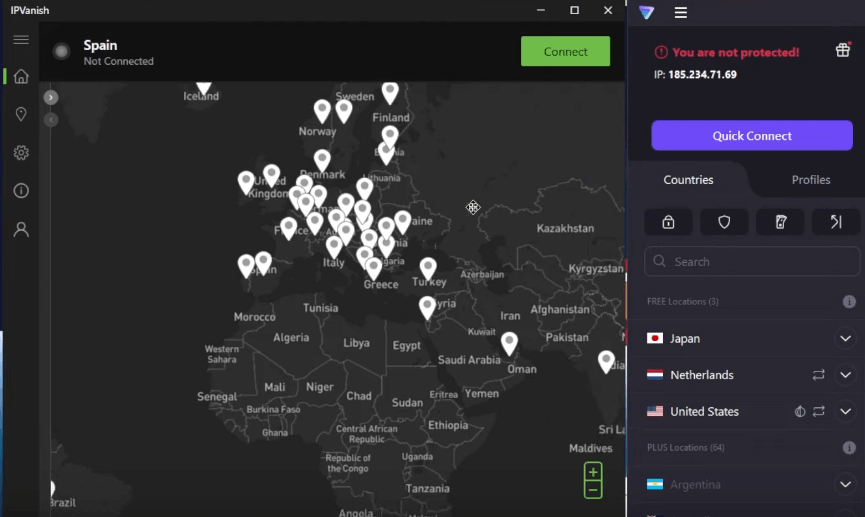 IPVanish vpn screenshot