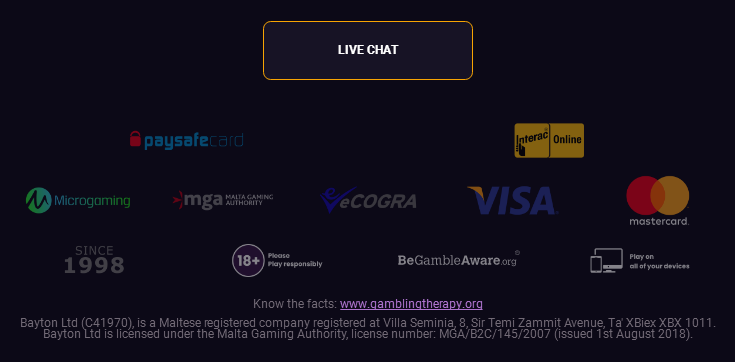 JackpotCity Casino (footer info & license)