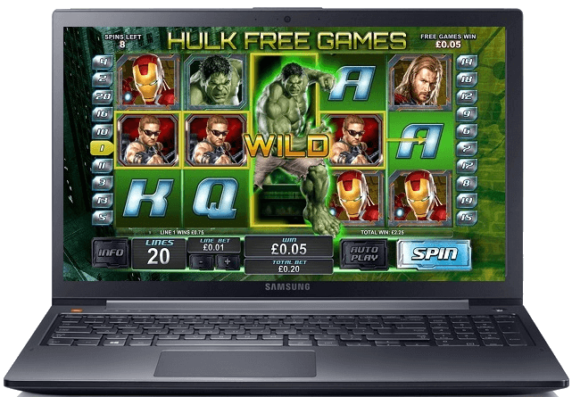 Hulk slot loaded on a laptop pc