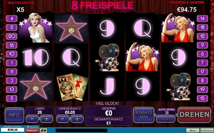 Screenshot of the online slot Marylin Monroe