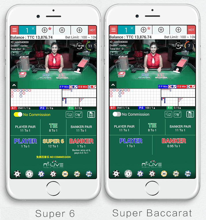 casino live dealers seen through a mobile device