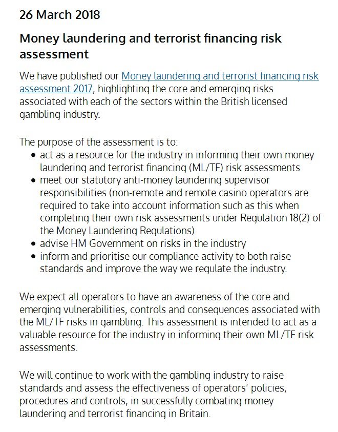 Money laundering and terrorist financing risk assessment