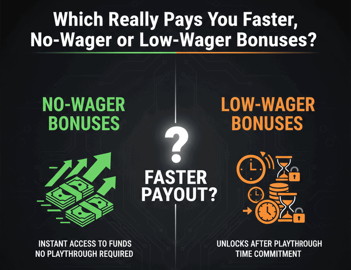 Which really pays you faster, no-wager or low-wager bonuses?