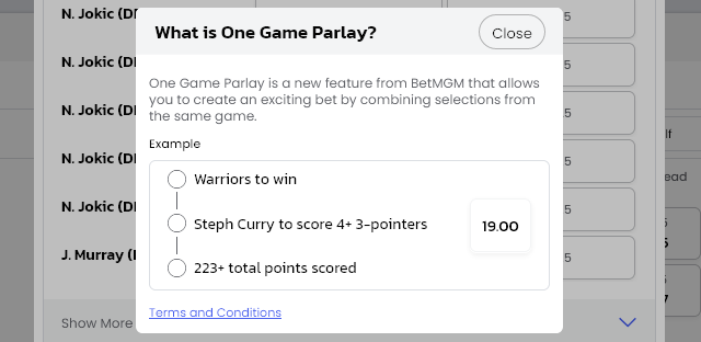 Explanation and example of one game parlay