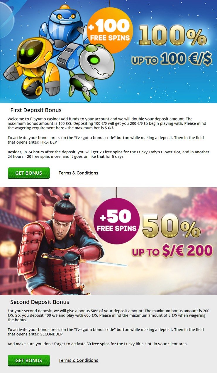 Casino bonus offers (Playamo)