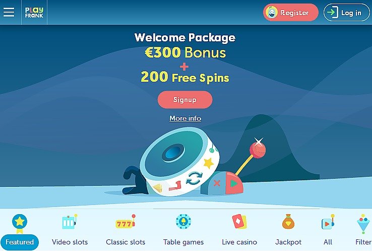 PlayFrank casino lobby